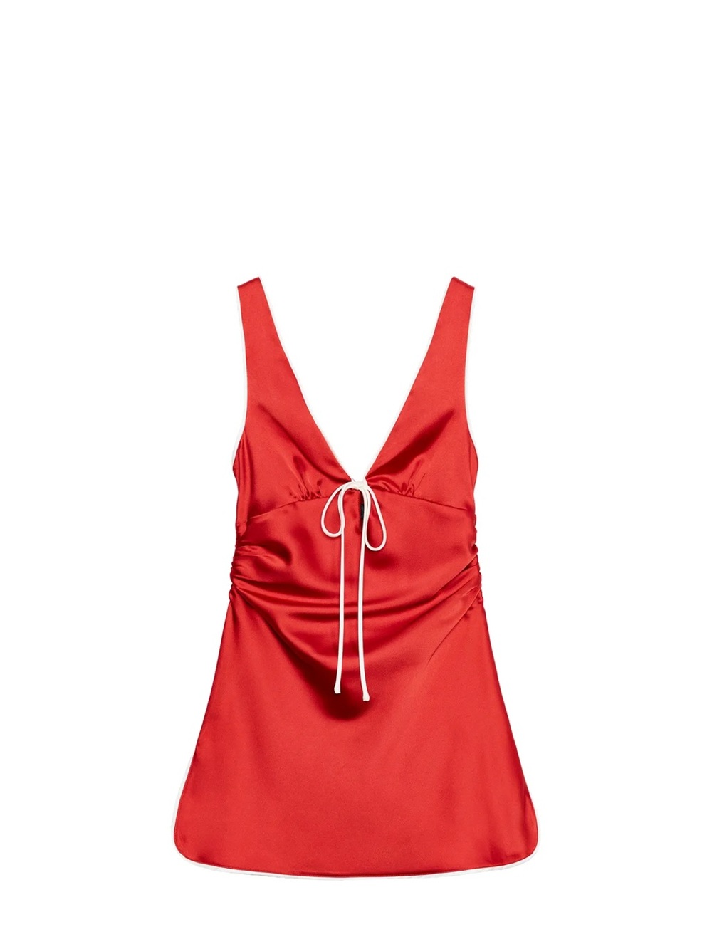 Zara Red V-Neck Tie-Front One-Piece Dress